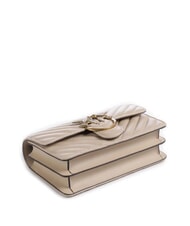 PINKO MINI LOVE BAG Una bolsa de chevron beige-gris ahumado-oro antiguo - Bolsos Mujer - 5