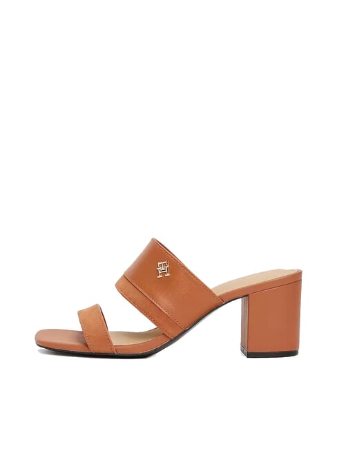 TH Sandalia mule de piel con tac&oacute;n ancho corteza de canela - Zapatos Mujer