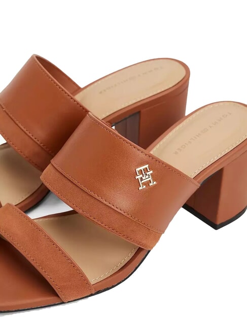 TH Sandalia mule de piel con tac&oacute;n ancho corteza de canela - Zapatos Mujer