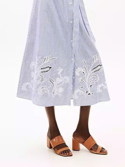 TH Sandalia mule de piel con tac&oacute;n ancho corteza de canela - Zapatos Mujer