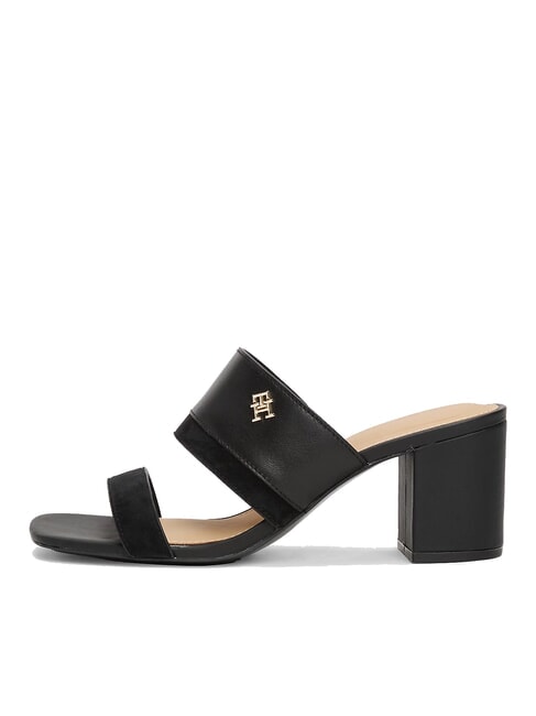 TH Sandalia mule de piel con tac&oacute;n ancho negro - Zapatos Mujer