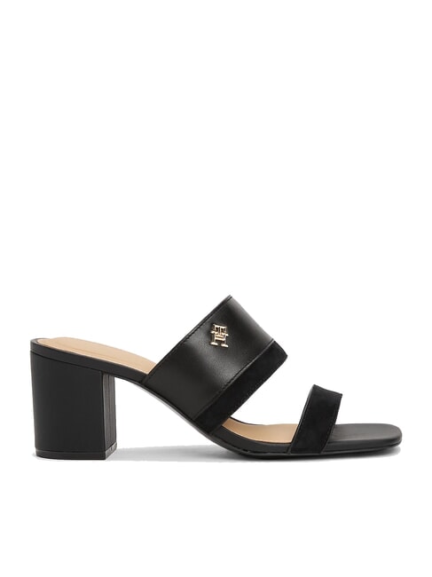 TH Sandalia mule de piel con tac&oacute;n ancho negro - Zapatos Mujer