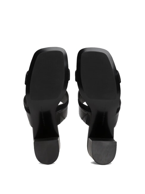 TH Sandalia mule de piel con tac&oacute;n ancho negro - Zapatos Mujer