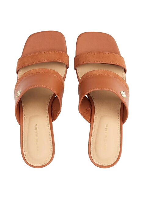 TH Sandalia mule de piel con tac&oacute;n ancho corteza de canela - Zapatos Mujer