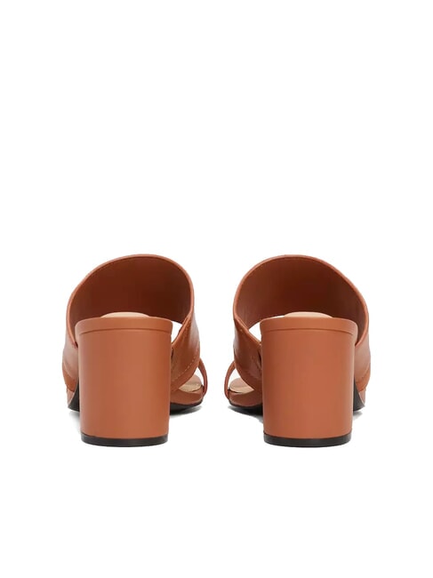 TH Sandalia mule de piel con tac&oacute;n ancho corteza de canela - Zapatos Mujer