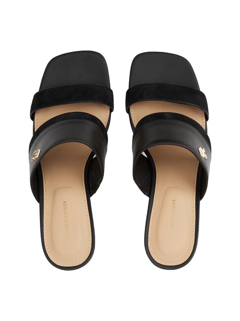TH Sandalia mule de piel con tac&oacute;n ancho negro - Zapatos Mujer