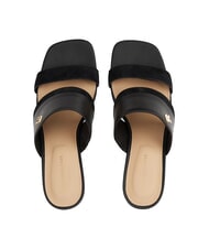 TOMMY HILFIGER TH Sandalia mule de piel con tac&oacute;n ancho negro - Zapatos Mujer - 5