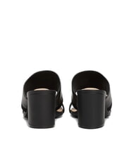 TOMMY HILFIGER TH Sandalia mule de piel con tac&oacute;n ancho negro - Zapatos Mujer - 6