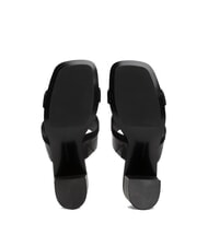 TOMMY HILFIGER TH Sandalia mule de piel con tac&oacute;n ancho negro - Zapatos Mujer - 7