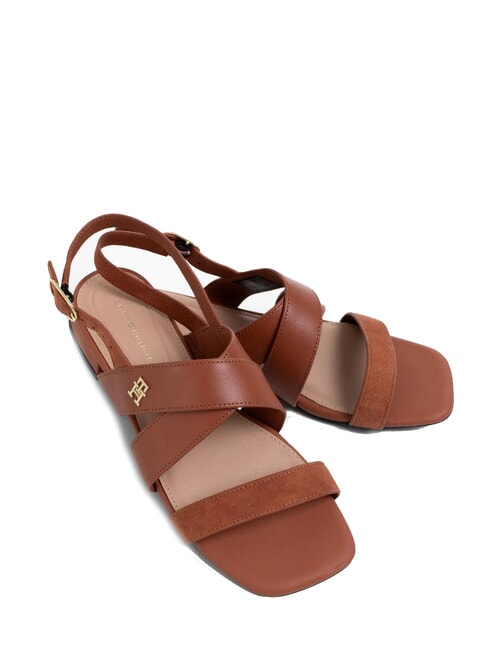 TH Sandalias de piel con tira trasera corteza de canela - Zapatos Mujer