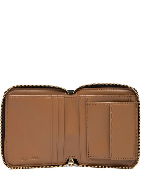 EMBOSSED LOGO Cartera peque&ntilde;a con cremallera coco negro/tostado - Carteras Mujer