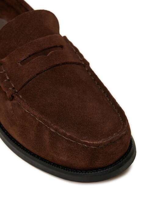 CLASSIC HILFIGER Mocasines de piel de ante marr&oacute;n - Zapatos Hombre