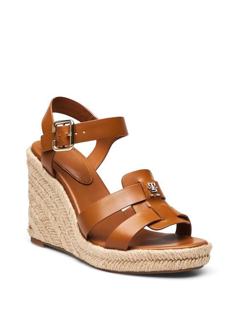 TH Sandalias cu&ntilde;a alpargatas altas piel marr&oacute;n co&ntilde;ac - Zapatos Mujer