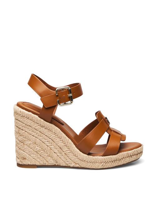 TH Sandalias cu&ntilde;a alpargatas altas piel marr&oacute;n co&ntilde;ac - Zapatos Mujer