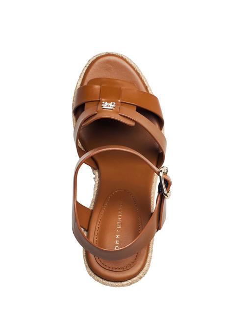 TH Sandalias cu&ntilde;a alpargatas altas piel marr&oacute;n co&ntilde;ac - Zapatos Mujer