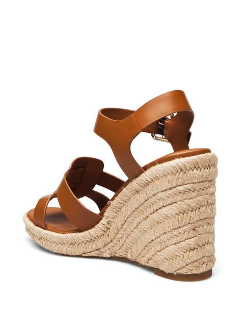 TH Sandalias cu&ntilde;a alpargatas altas piel marr&oacute;n co&ntilde;ac - Zapatos Mujer