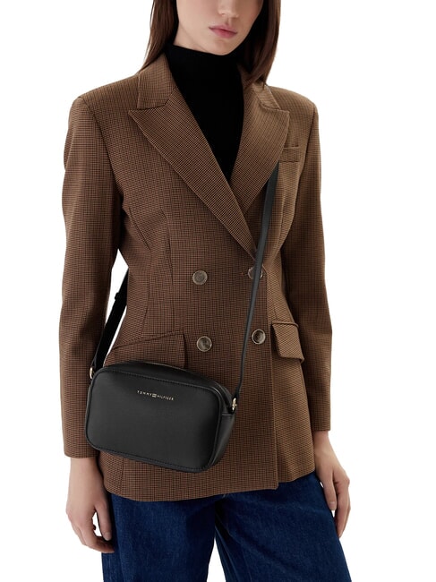 TH LOGO Mini bolso de hombro negro - Bolsos Mujer