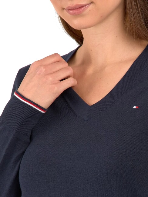 TH Su&eacute;ter de cuello en V para mujer cielo del desierto - Su&eacute;teres de mujer