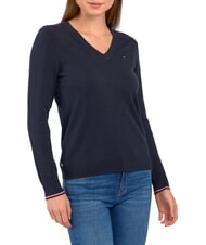 TOMMY HILFIGER TH Su&eacute;ter de cuello en V para mujer cielo del desierto - Su&eacute;teres de mujer - 3