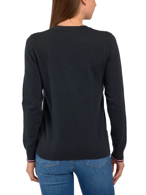 TH Su&eacute;ter de cuello en V para mujer ck negro - Su&eacute;teres de mujer