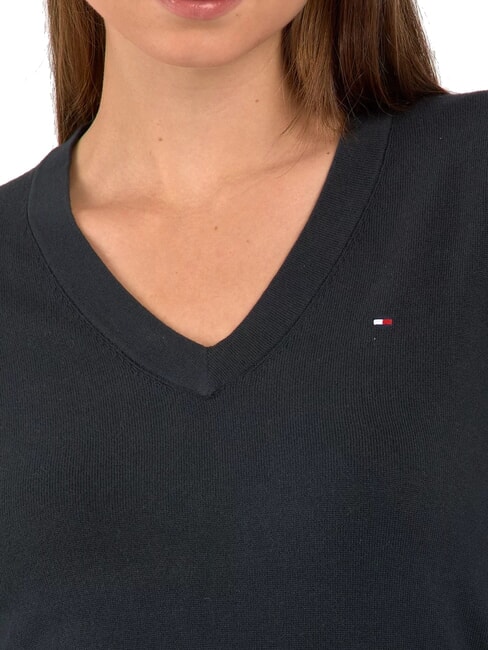 TH Su&eacute;ter de cuello en V para mujer ck negro - Su&eacute;teres de mujer