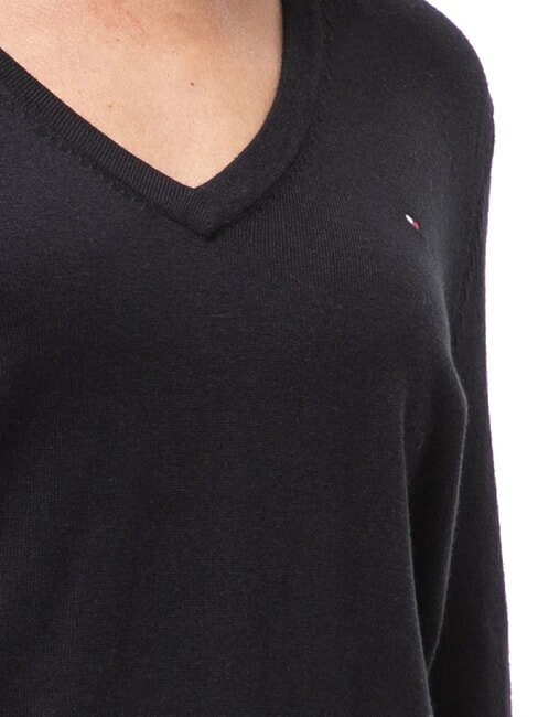 TH Su&eacute;ter de cuello en V para mujer Tommy Black - Su&eacute;teres de mujer