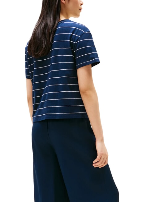 TH MODERN Camiseta con estampado de mezcla de lino bret&oacute;n crudo/azul marino oscuro stp - camiseta