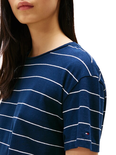 TH MODERN Camiseta con estampado de mezcla de lino bret&oacute;n crudo/azul marino oscuro stp - camiseta