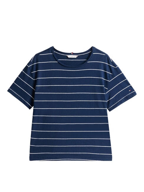 TH MODERN Camiseta con estampado de mezcla de lino bret&oacute;n crudo/azul marino oscuro stp - camiseta
