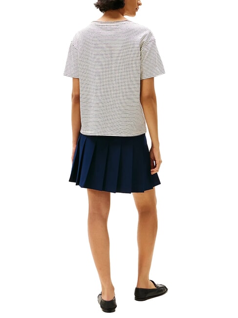 TH Camiseta de corte relajado con cuello en V crema/azul oscuro stp - camiseta