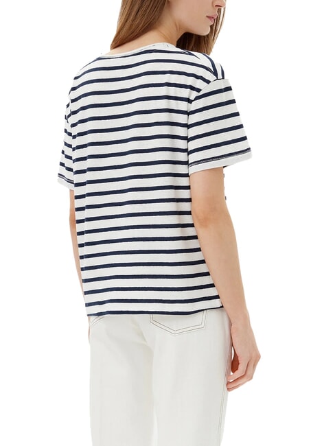 TH Camiseta de corte relajado con cuello en V bret&oacute;n crudo/azul marino oscuro stp - camiseta