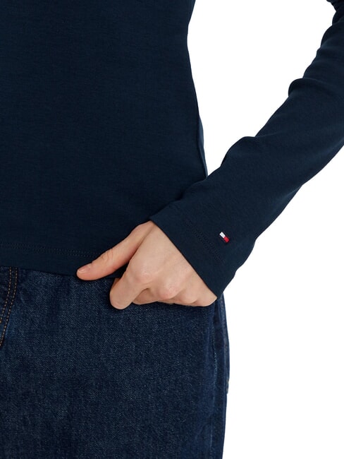 TH Polo de manga larga de corte entallado Marina de noche oscura - camisa polo