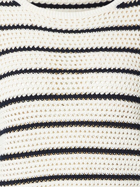 POINTELLE CROCHET Su&eacute;ter ligero de rayas Raya azul china blanca - Su&eacute;teres de mujer