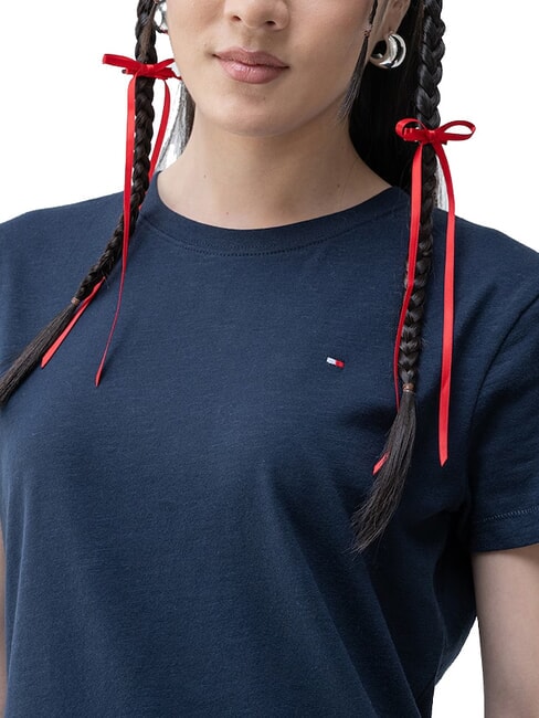 SLUB Camiseta de algod&oacute;n de manga corta Marina de noche oscura - camiseta