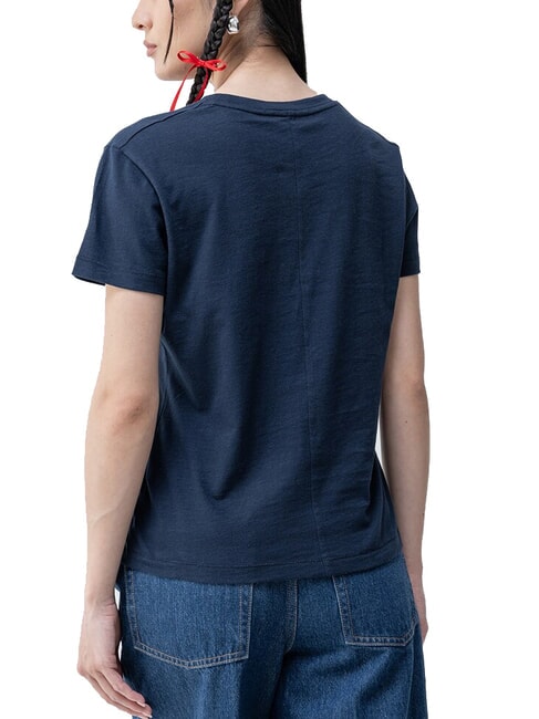 SLUB Camiseta de algod&oacute;n de manga corta Marina de noche oscura - camiseta