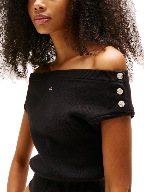 TH JEANS Su&eacute;ter corto con mangas cortas negro - camiseta