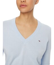 TOMMY HILFIGER TH JEANS Su&eacute;ter de algod&oacute;n con cuello en V para mujer dulce azul - Su&eacute;teres de mujer - 3