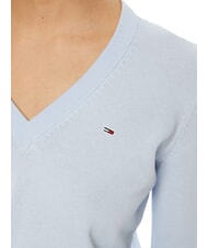 TOMMY HILFIGER TH JEANS Su&eacute;ter de algod&oacute;n con cuello en V para mujer dulce azul - Su&eacute;teres de mujer - 4
