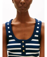 TOMMY HILFIGER HENLEY camiseta sin mangas de 3 botones Raya bretona blanca azul marino noche oscura - camiseta - 3