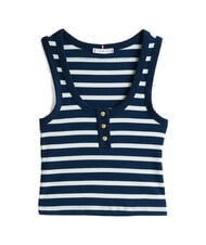 TOMMY HILFIGER HENLEY camiseta sin mangas de 3 botones Raya bretona blanca azul marino noche oscura - camiseta - 4