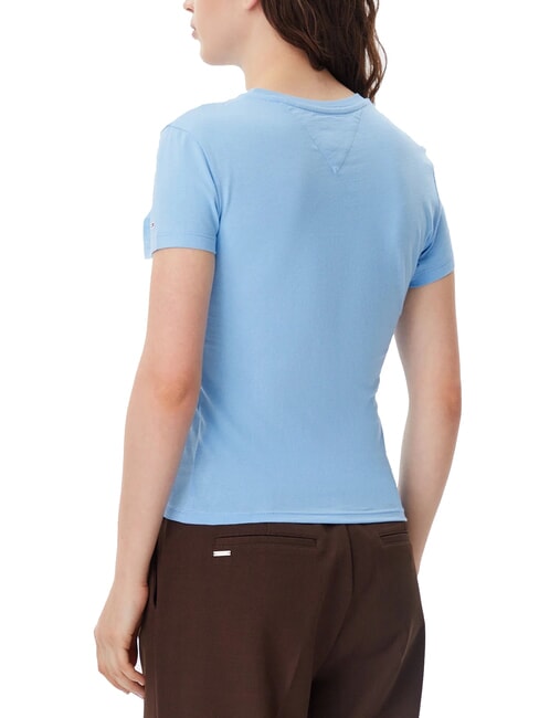 TH JEANS Camiseta de algod&oacute;n con estampado de logotipo azul ciruela dulce - camiseta