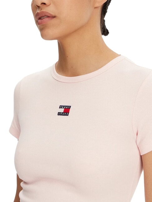 TH JEANS Camiseta de manga corta acanalada rosa precioso - camiseta