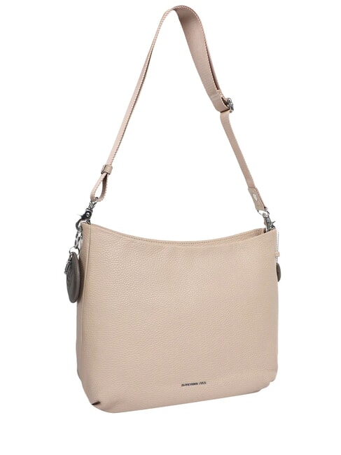MELLOW LEATHER Bolso bandolera de piel gris topo c&aacute;lido - Bolsos Mujer