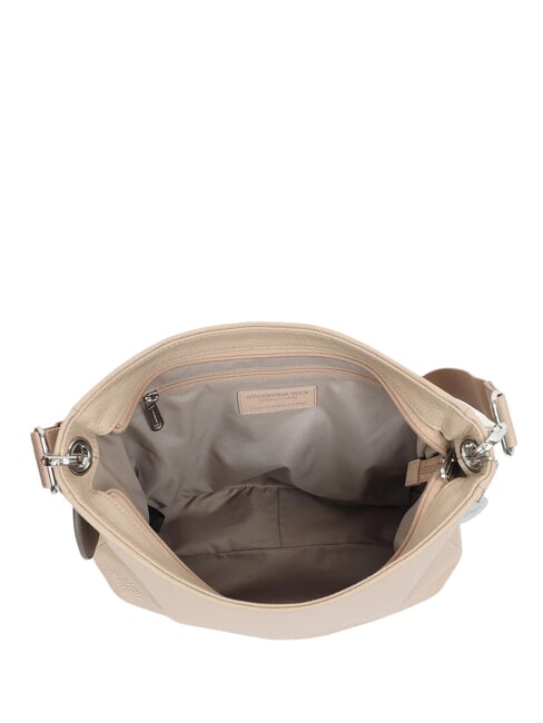 MELLOW LEATHER Bolso bandolera de piel gris topo c&aacute;lido - Bolsos Mujer