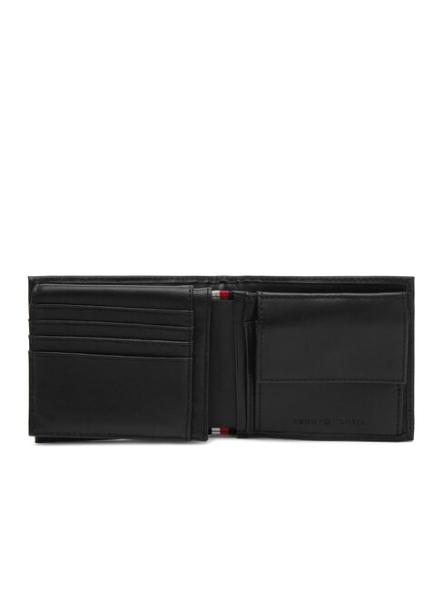 TH BUSINESS Cartera de piel con solapa y monedero negro - Carteras Hombre