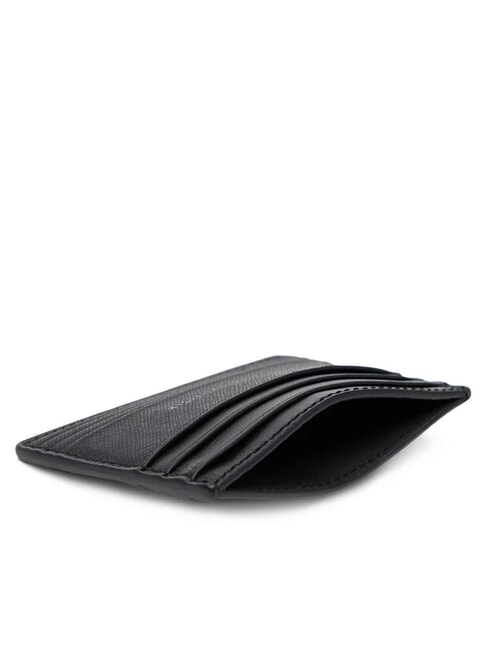 TH BUSINESS Tarjetero plano de piel saffiano negro - Carteras Hombre