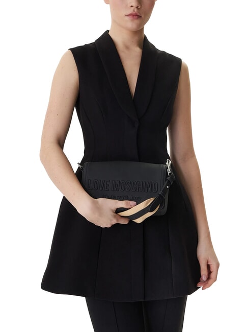 SIGNATURE LOVE Bolso de hombro con solapa negro - Bolsos Mujer