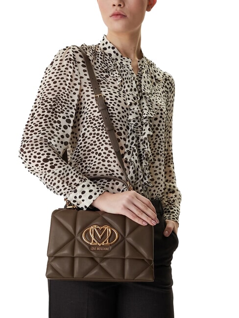 EMBOSSED Bolso malet&iacute;n con bandolera lodo - Bolsos Mujer