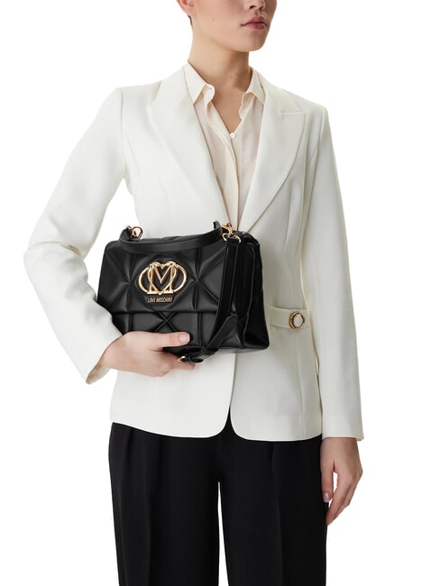 EMBOSSED Bolso malet&iacute;n con bandolera negro - Bolsos Mujer