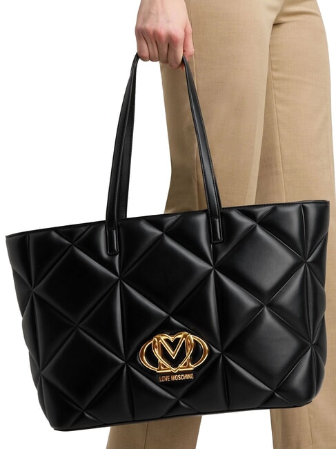 EMBOSSED Bolso de compras de hombro negro - Bolsos Mujer